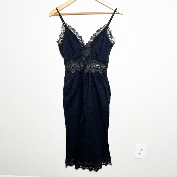Zara black lace eyelet trim crop jumpsuit size xs - Picture 3 of 7